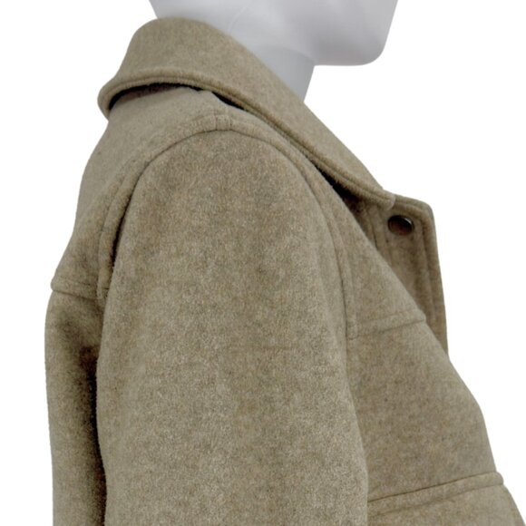 ZARA Cropped Wool-Blend Jacket — Tan Minimalist Neutral — Size Medium - Picture 7 of 11